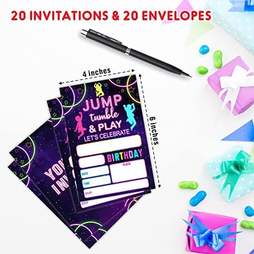 AWSICE Neon Glow Birthday Invites Double Sided