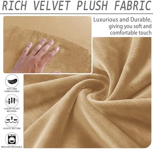 MikiUp Velvet Stretch Ottoman Cover - Square Footstool Slipcover for Living Room