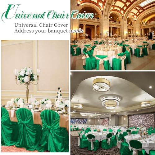 24 PCS Green Satin Chair Covers for Banquets