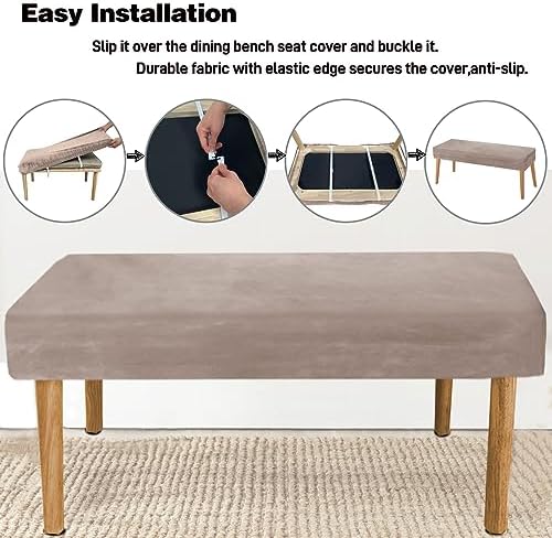 NeColorLife Velvet Dining Bench Slipcover Taupe Large