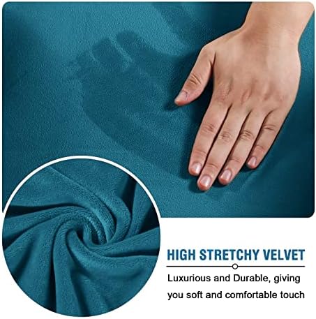 Velvet Ottoman Cover for Living Room Blue Square