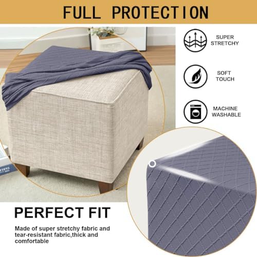 Bifaunvogel Square Ottoman Slipcover Dark Gray