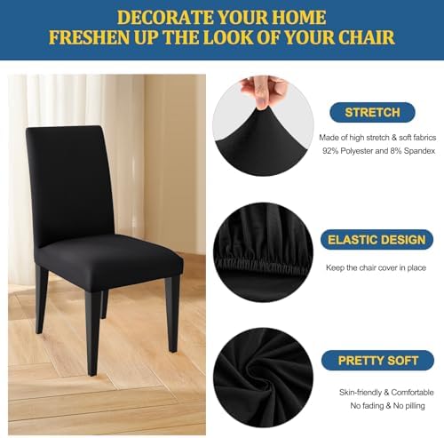 Dioxide High Stretch Chair Covers Set of 4 Black