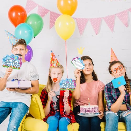 20Pcs Blue Dog Birthday Invitations with Stickers