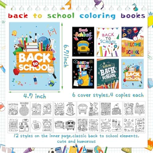 24Pcs Back to School Coloring Books with Pens
