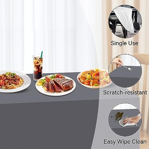 Sundee 3 Pack Premium Disposable Plastic Tablecloths 54x108 Rectangle Burgundy Silver Gray