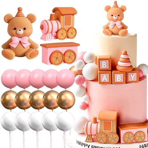 JeVenis Pink Luxury Bear Cake Decoration Set