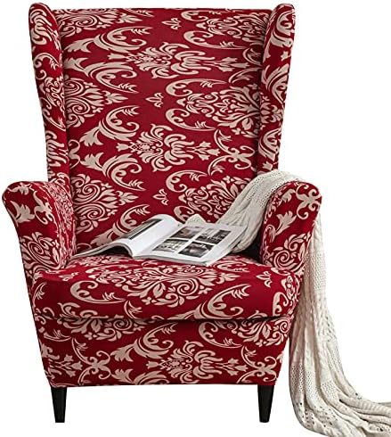 Soft Spandex Wingback Chair Covers 2 Piece Set