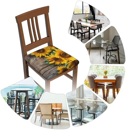 Sunflowers and Postcard Dining Chair Seat Covers 169 Four Pack