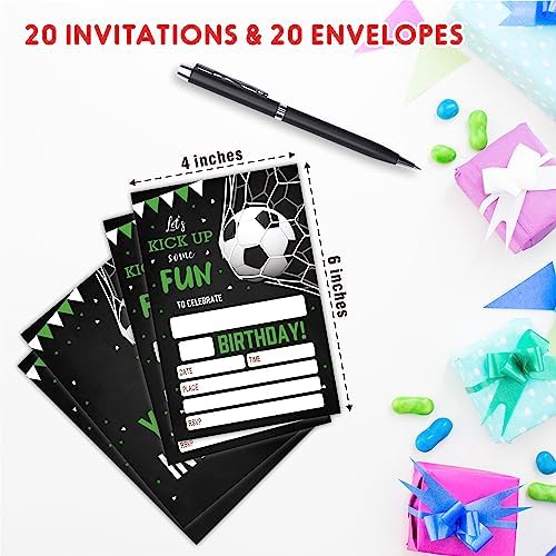 AWSICE Soccer Birthday Invitations 20-Pack with Envelopes