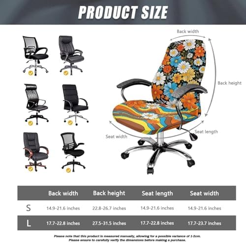 Hippie Flower Pattern Office Chair Cover Universal Fit