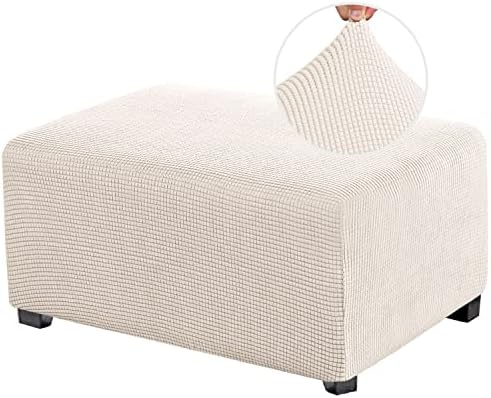 PrinceDeco Stretch Ottoman Cover Ivory Large Size