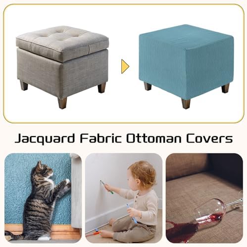 Uxcell Square Ottoman Cover with Elastic Bottom