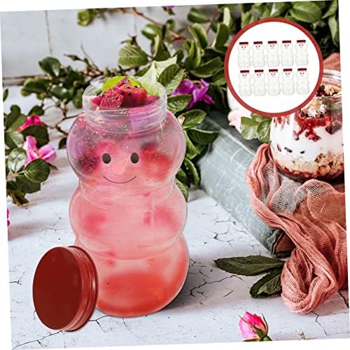 Cabilock 10pcs Christmas Beverage Bottles Snowman Juice Containers with Lids