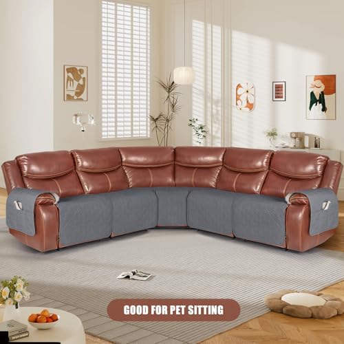 VANSOFY 5 Piece Sectional Sofa Cover Dark Gray