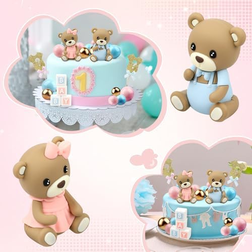 54PCS Bear Gender Reveal Cake Topper Set
