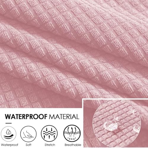 Waterproof Square Ottoman Cover with Elastic Band S Pink