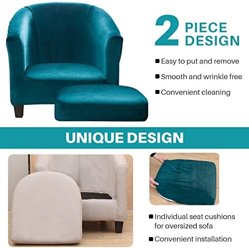 MIFXIN Velvet Green Tub Chair Slipcover 2 Piece Set