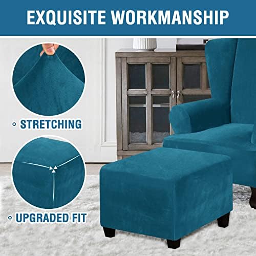 Velvet Ottoman Cover for Living Room Blue Square