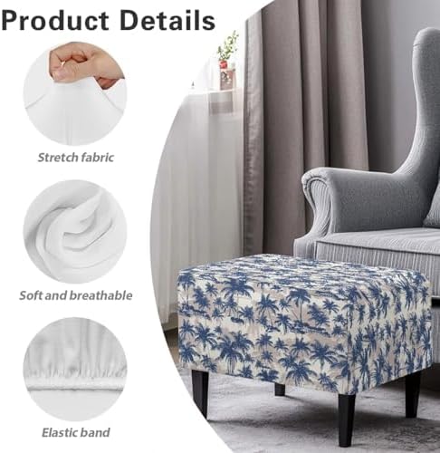 Talayituse Palm Tree Print Ottoman Cover for Rectangle Ottomans