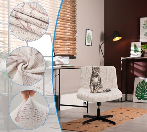 Fuloon Armless Chair Slipcover Reed-Jacquard Pink