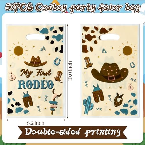 50PCS Cowboy Party Favor Bags for Kids Western Theme Gift Bags