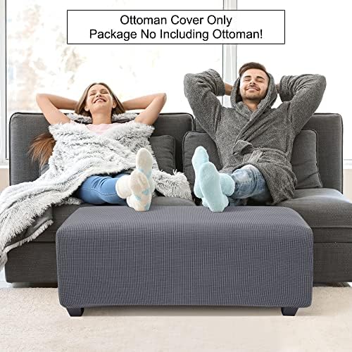 PiccoCasa High Stretch Ottoman Cover Dark Gray