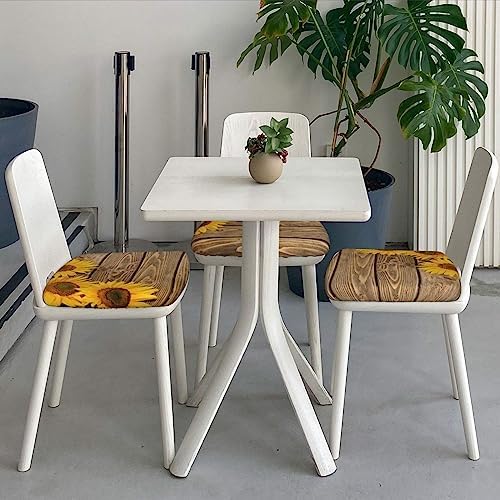 Brown Wood Texture Sunflower Dining Chair Covers Set of 6