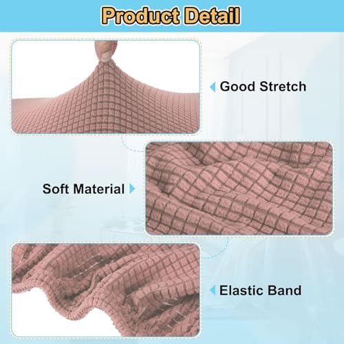 Uxcell Square Ottoman Cover 18x18x18inch Stretch Polyester Washable Ottoman Slipcover Pink