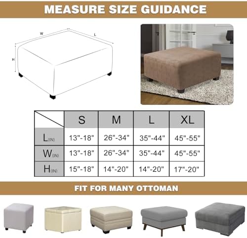 NeColorLife Large Square Ottoman Slipcover