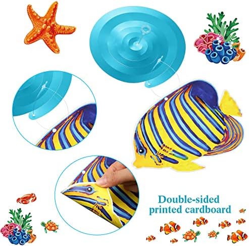 Clabby 30 Pcs Tropical Fish Ceiling Streamers Ocean Decorations