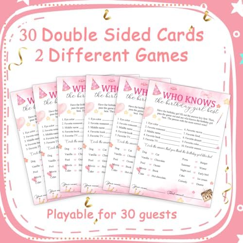Birthday Girl Party Game Cards 30PCS Set for Adults