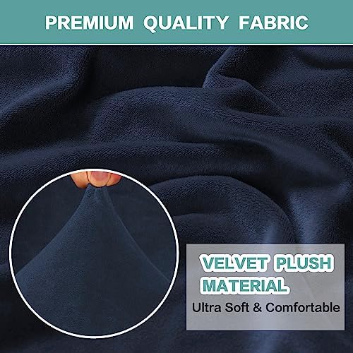 Turquoize Velvet Wing Chair Slipcover - Navy