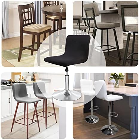 Velvet Bar Stool Covers 4PCS Black Stool Slipcovers for Counter Height Chairs