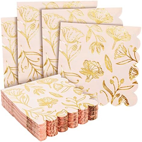 Sparkle and Bash 50-Pack Pink Gold Foil Napkins