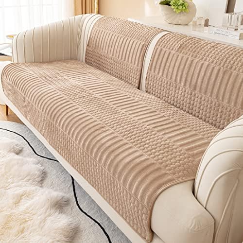 vctops Geometric Quilted Velvet Sofa Cover