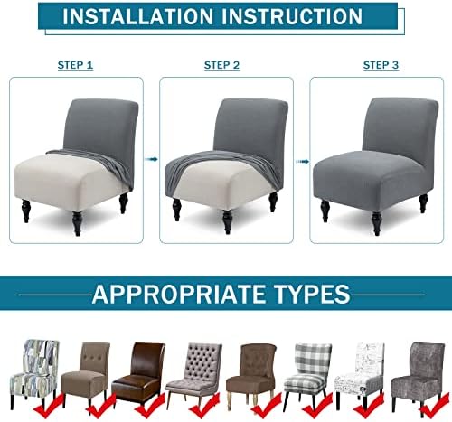 Liykimt Armless Accent Chair Cover Slipcover - Gray