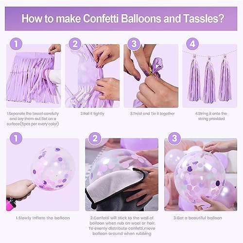 Purple Pink Birthday Decorations Set for Women Girls