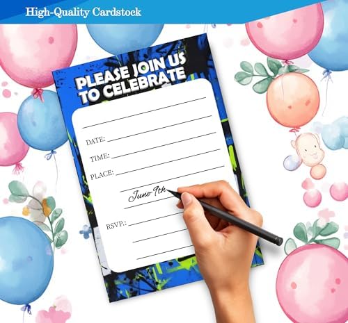 Brother You in Birthday Invitations for Boys 4x6 30 Sets with Envelopes