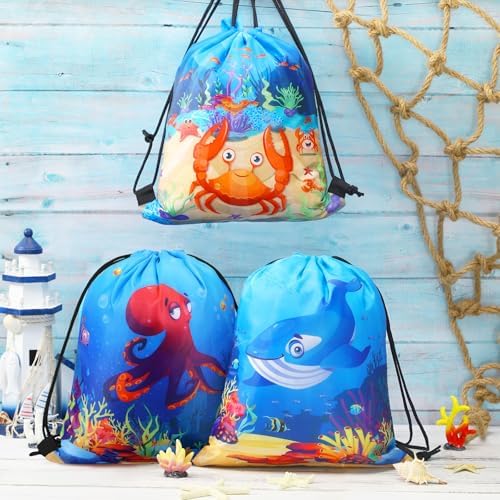Sanwuta 36 Pcs Ocean Themed Drawstring Party Bags