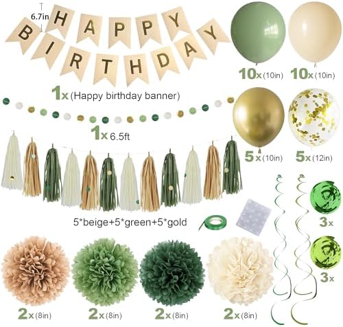 Green Birthday Party Decorations for Women Girls