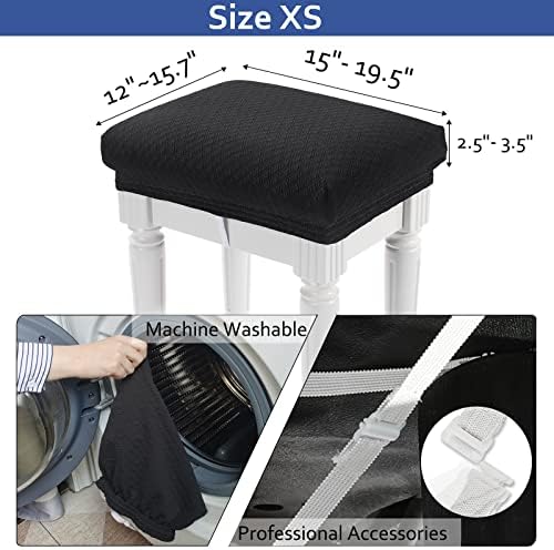BUYUE 4 Pc Vanity Stool Bench Covers Black