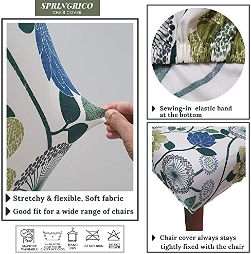 Springrico White Chair Covers 6 Pack Stretch Floral