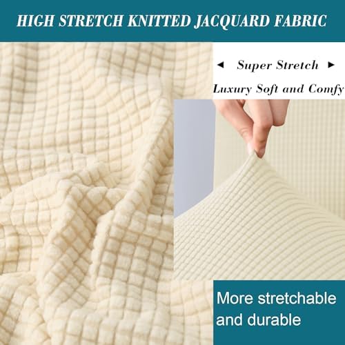 HFCNMY Stretch Square Ottoman Cover Beige Medium