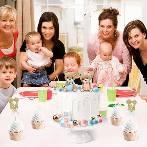 54PCS Bear Gender Reveal Cake Topper Set