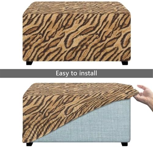 Tiger Print Ottoman Cover Stretch Folding Stool Furniture Protector
