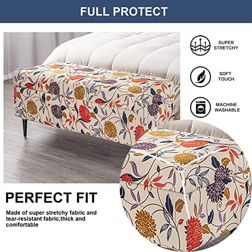 FUANGUI Storage Ottoman Cover with Elastic Bottom