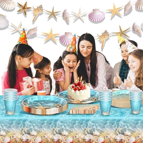 Seashell Party Supplies Ocean Beach Theme Tableware Set for 24 Guests