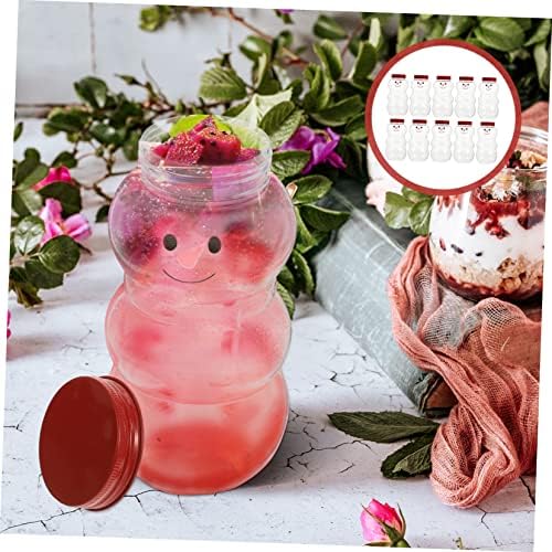 Garneck 10Pcs Snowman Milk Tea Beverage Bottles with Lids