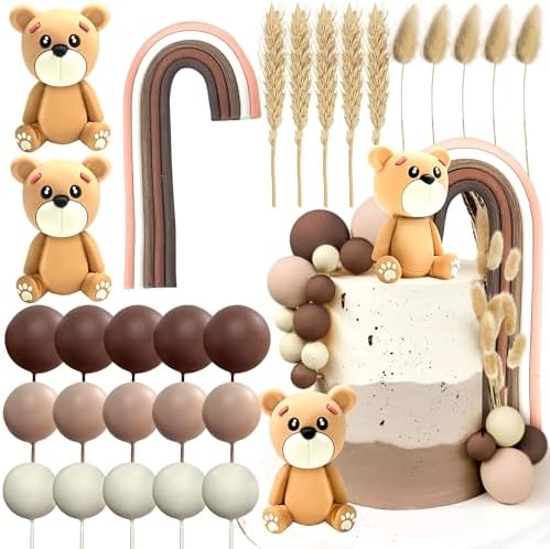 Boho Rainbow Cake Topper Set 28 Pieces for Birthday and Baby Shower